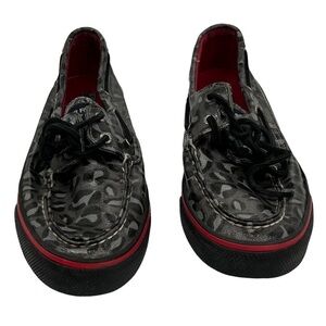 Sperry Top-Sider Black Cheetah Print Boat Shoe Loafers Size 7 Women's